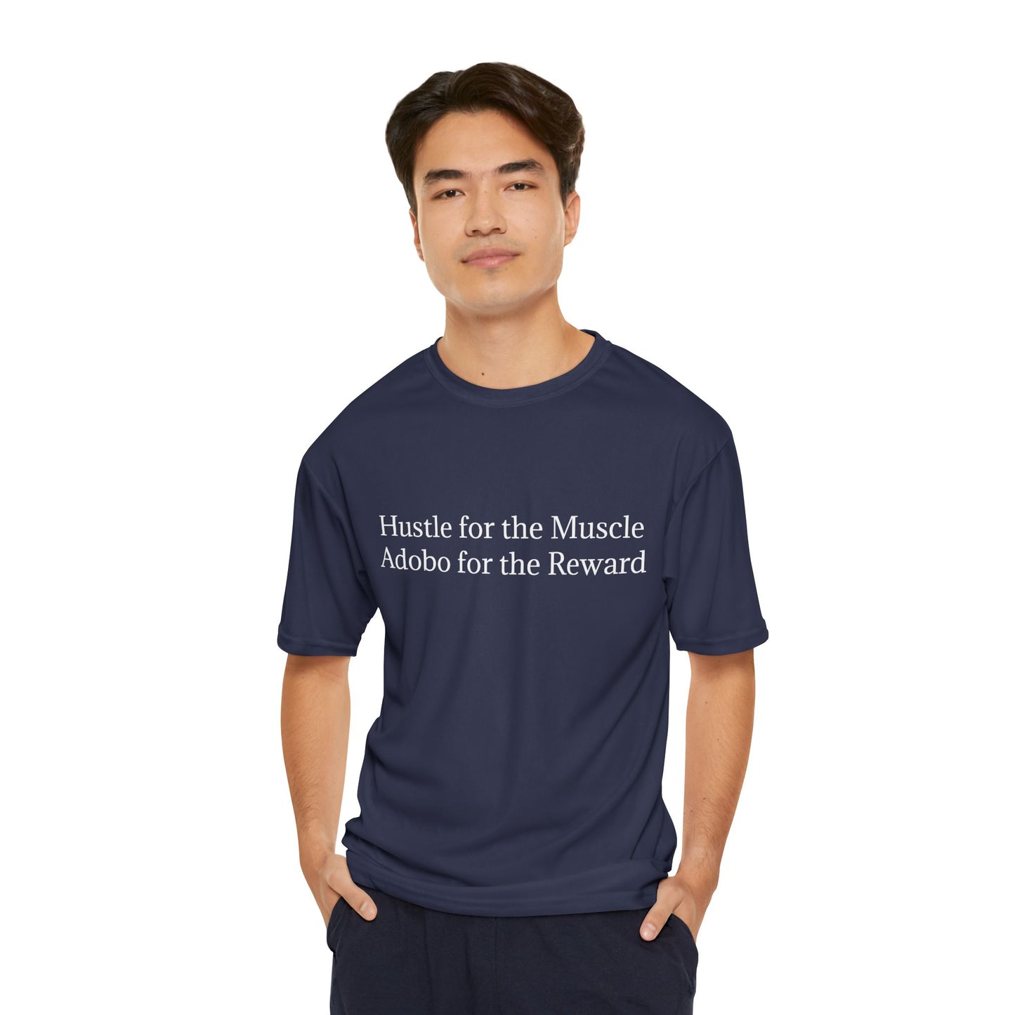 Men's Performance T-Shirt - "Hustle for the Muscle, Adobo for the Reward" Fitness Tee
