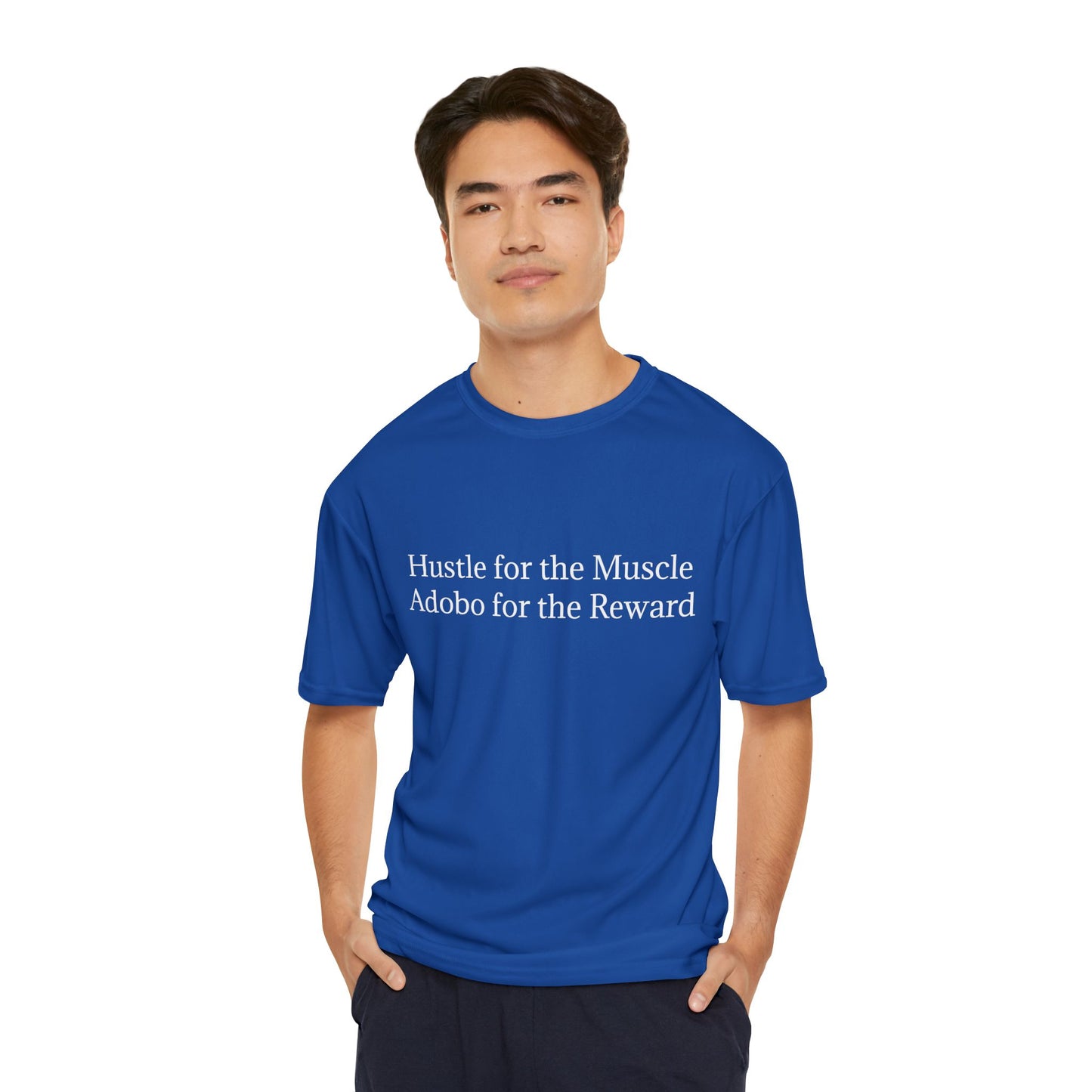 Men's Performance T-Shirt - "Hustle for the Muscle, Adobo for the Reward" Fitness Tee