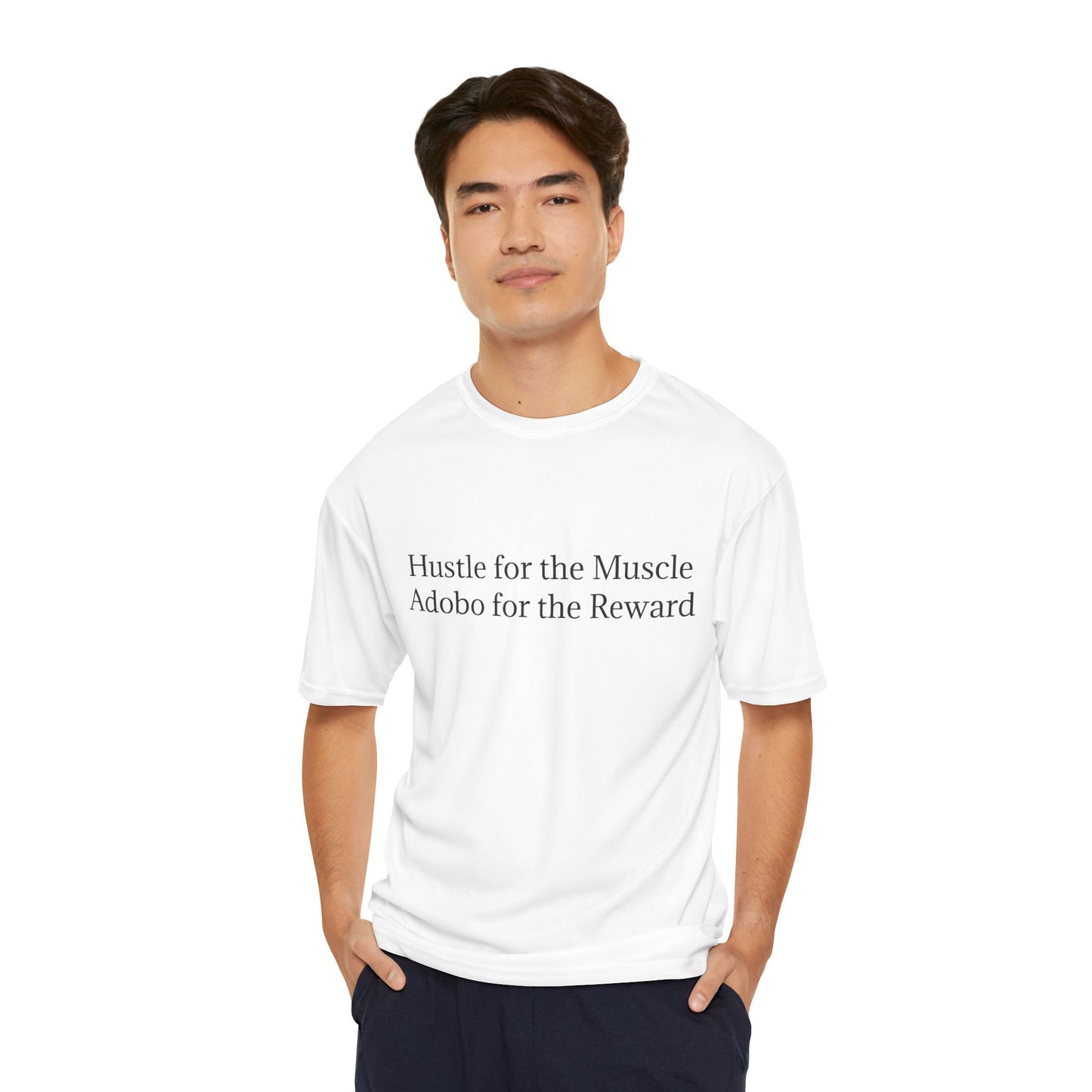 Men's Performance T-Shirt - "Hustle for the Muscle, Adobo for the Reward" Fitness Tee