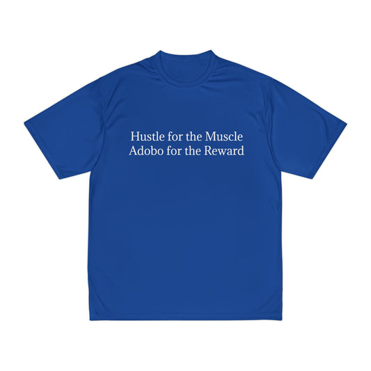 Men's Performance T-Shirt - "Hustle for the Muscle, Adobo for the Reward" Fitness Tee