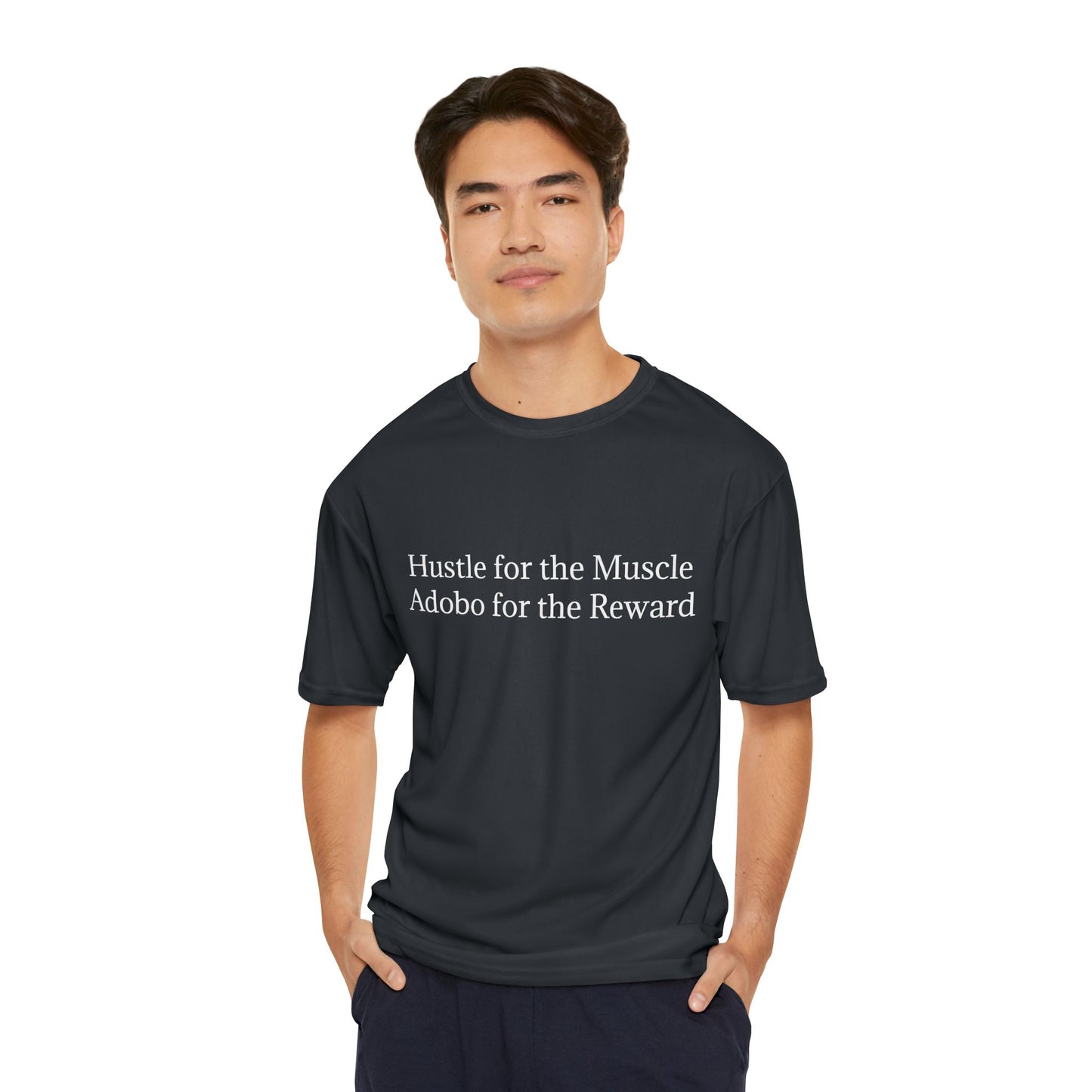 Men's Performance T-Shirt - "Hustle for the Muscle, Adobo for the Reward" Fitness Tee