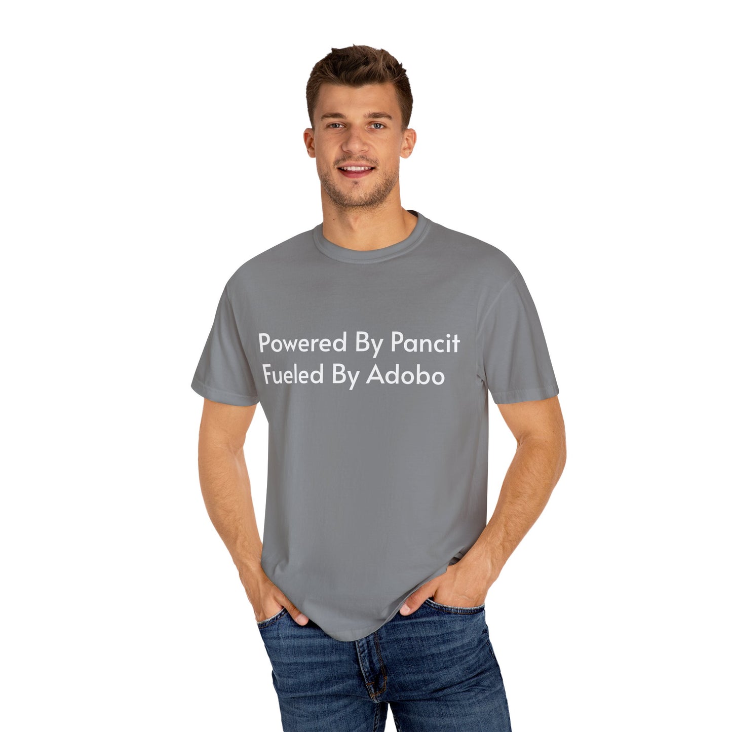 Powered By Pancit Fueled By Adobo Unisex T-Shirt – Comfort Food Love Tee